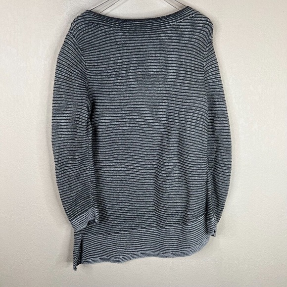 Chico's Tunic Sweater Colorblock Asymmetrical Grey Bateau Neck Rib Womens Size 1 - Picture 8 of 12